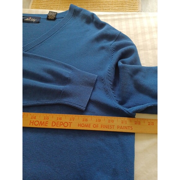 Allen Solly blue silkblend Vneck sweater mens M pullover classic golf office - Picture 7 of 8